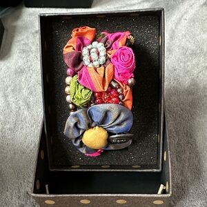 McKenzie Childs Colorful Fabric Flower Bracelet